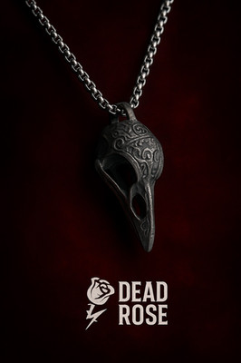 Gothic Crow Skull Necklace Raven Skull Pendant Nordic Viking Amulet Metal Chain