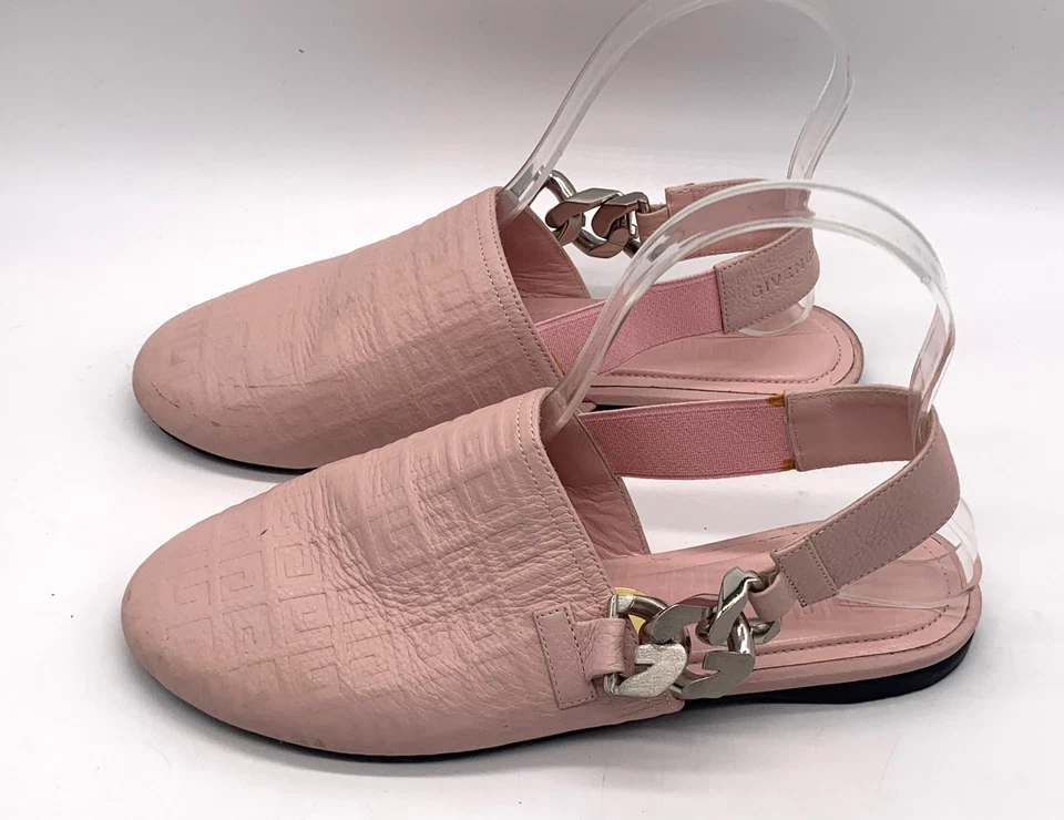Mules Givenchy para mujer de cuero rosa con cadena G talla 36 EE. UU. 6 (muestra desgaste) Foto 3 de 4