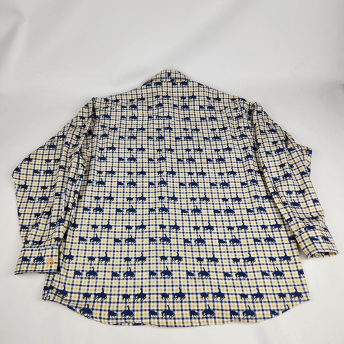 Barn Fly Mens Long Sleeve Shirt Pearl Snap Yellow Blue Cowboy Pattern Sz Small - Picture 2 of 7