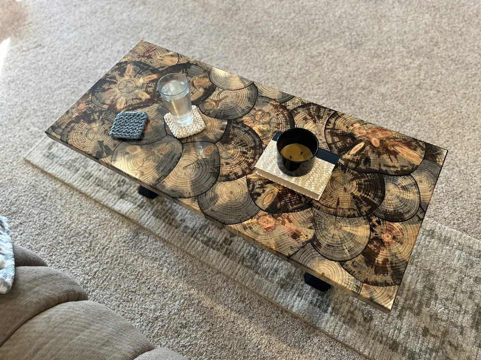Mesa de centro epoxi de pino desconcertado - Hecha a mano - Casa de campo/granja rústica - ¡HERMOSA! Foto 4 de 4