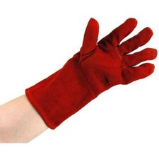 Wood Log Burner Gloves Fire Pit Welding Heat Resistant Leather Gauntlets XL Red