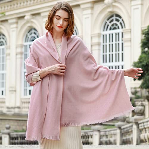 RIIQIICHY Scarfs for Women Pashmina Shawl Wraps for Evening Dresses Light Pink - Picture 3 of 6