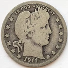 1911-D Barber Quarter 25c Good Condition * Original Surfaces * Rare * 1911D Key