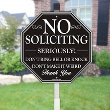 No Soliciting Sign for House, 10" x 28" 10x10 inches, Seriously