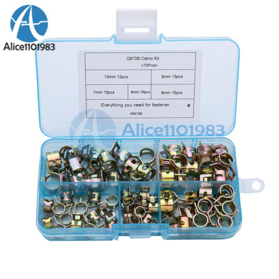 75PCS M6-10 Color Galvanized Elastic Hoop Set Elastic Clamp Ring Sleeve Box #T8
