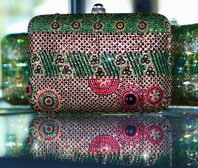 JUDITH LEIBER SWAROVSKI CRYSTAL KIMONO ART DECO BAG