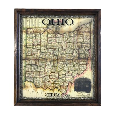 Vintage Ohio Map   Circa 1854