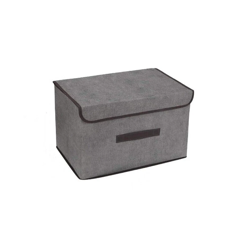 3x Foldable Storage Boxes with Lid Collapsible Home Fabric Box Clothes Organizer - Image 3 of 4
