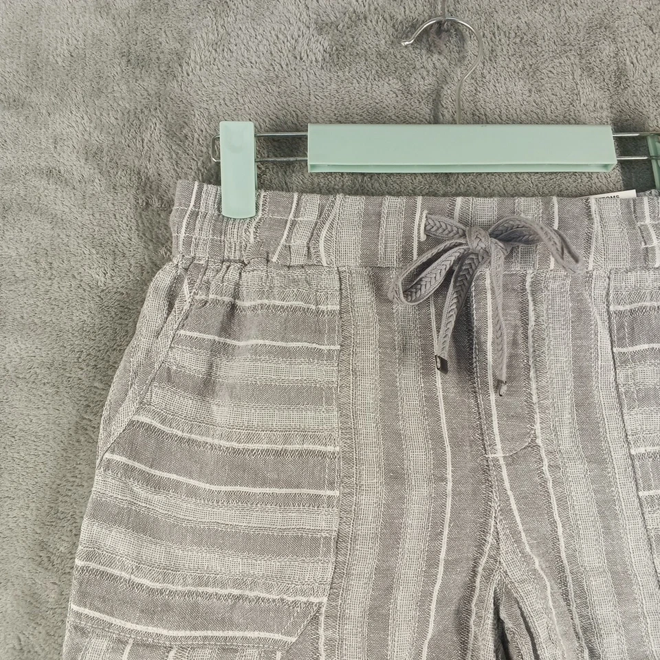 NUEVO CON ETIQUETAS $39 Style & Co Pantalones Cortos de Verano Mezcla de Lino Talla XS Tiro Medio Gris Rayas Foto 2 de 4