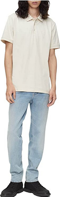 Мужская хлопковая рубашка поло с монограммой и логотипом Calvin Klein из хлопка с коротким рукавом цвет слоновой кости S 6790₽