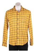 No Brand Men Tops Button Down Shirt MED Yellow Cotton