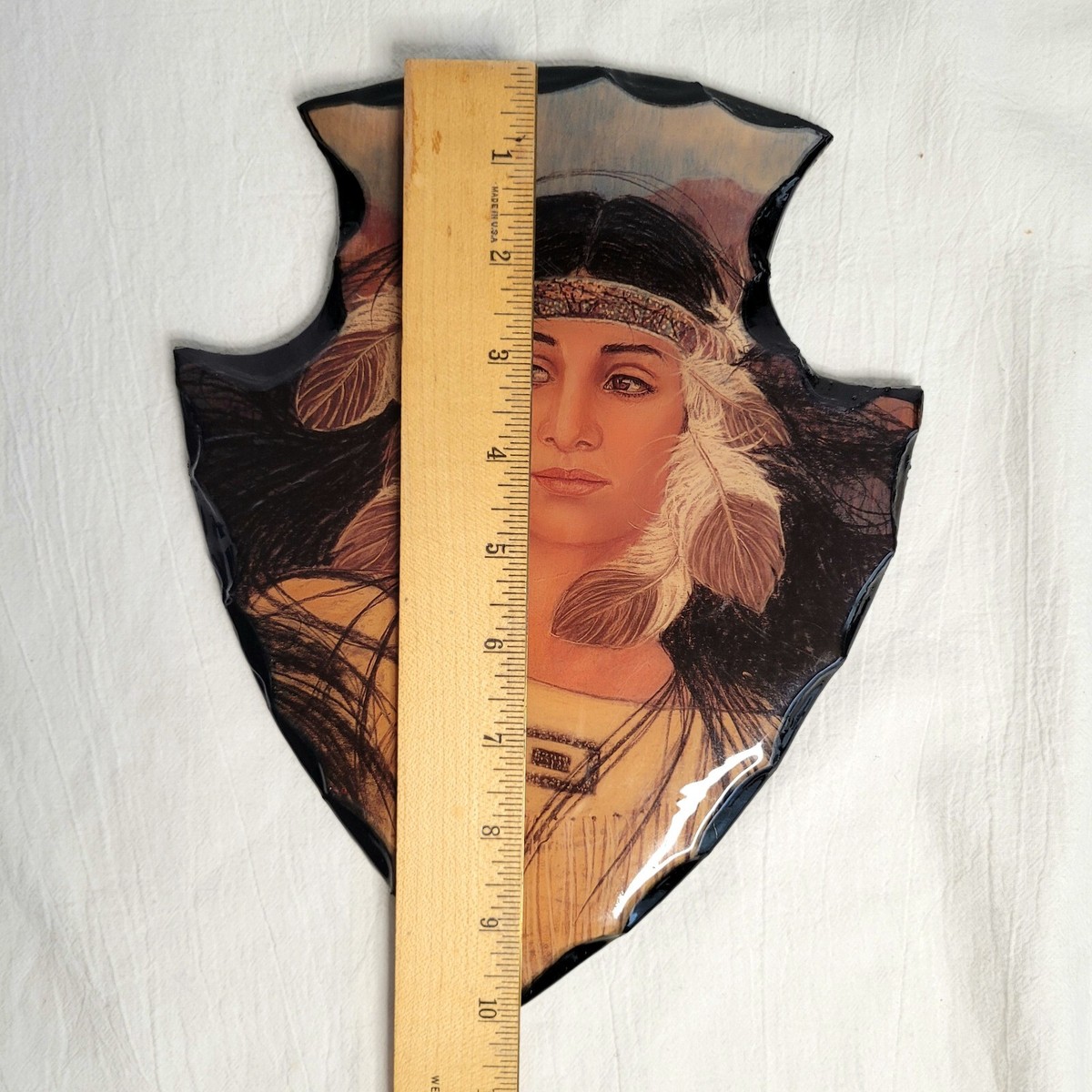 VTG Lacquered Wood Arrowhead Maiden Native American Woman Indian