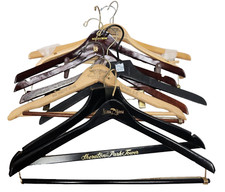 Lot-10 Vtg Wooden Hangers Hotel Clothing Store Advertising Variety 50 s-2000 s
