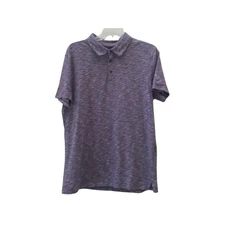 MARC ANTHONY Purple Space Dyed Short Sleeve Polo Shirt Sz L