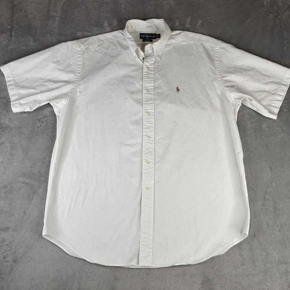 Ralph Lauren Shirt Mens Large White Blake Short Sleeve Button Down Pony Logo - Image 2 of 4