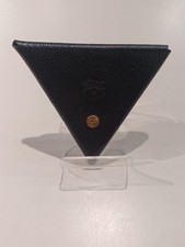 IL BISONTE Black Triangle Coin Case Compact Wallet and Card Holder