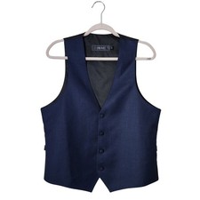 BLACK BY VERA WANG Navy Blue Tuxedo Vest 100 Wool Men's Size Small Slim Fit