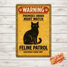 Caution Area Patrolled Cat Security Vintage Wall Hanging Metal Tin Sign