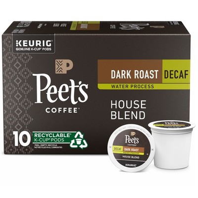 10 PCS Decaf House Blend Dark Roast Coffee Pods Fits Keurig KCup Brewers