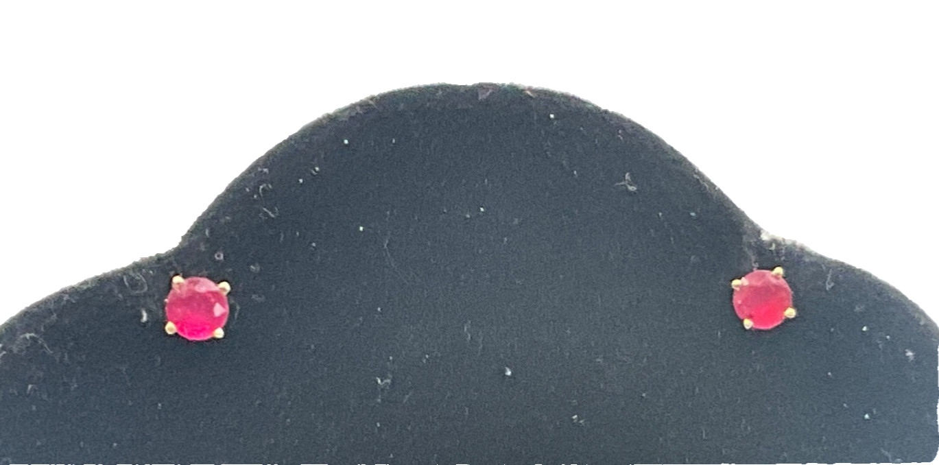 Glass Filled Ruby Stud Earrings - image 1