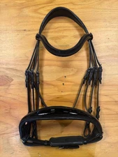 Halter Ego Natalia Double Bridle w Black Patent Leather w Black Glitter. Size XF