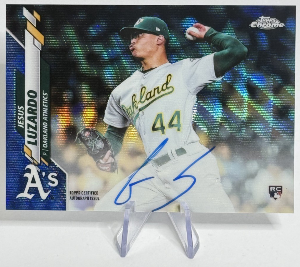 2020 Topps Chrome Jesus Luzardo RC Blue Refractor Auto /150 Oakland
