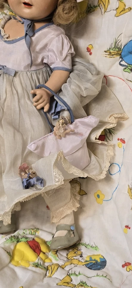 Muñeca Antigua Composición Arranbee Nancy 16" Rubia Mohair Con Ropa Foto 3 de 4