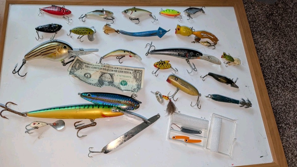 Lot De Leurres De Pêche Anciens – Heddon, Millsite, Arbogast, Rapala, Radtke – Bois Vintage Topwater