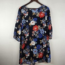 Old Navy Womens Size Medium Navy Blue Floral Dress Short Mid Summer Light Flower