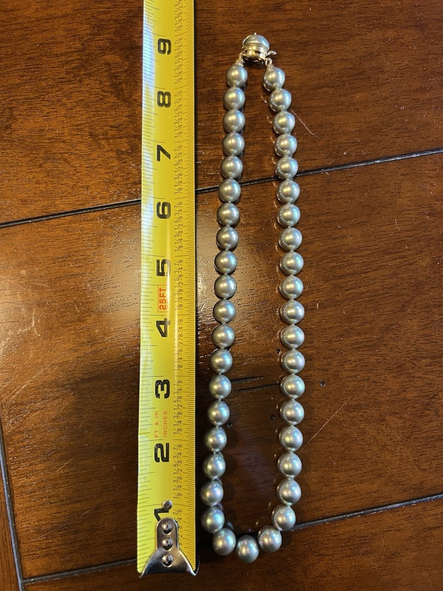 Stunning Majorica Pearl 925 Silver Lyra Iridescent Pearl Necklace