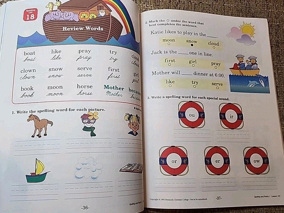 Abeka - Spelling and Poetry 1 - student work book (NO WRITING!) - Image 4 of 4