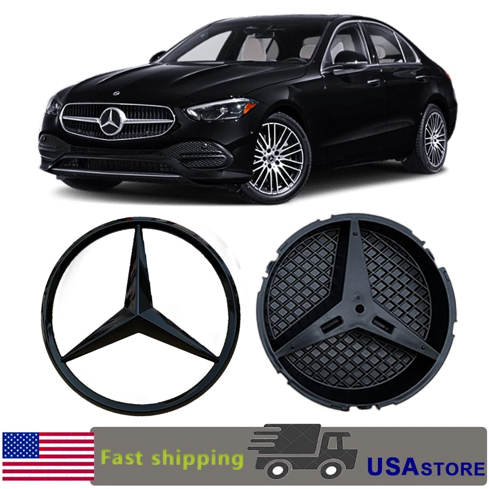 Fits Mercedes Benz 2015-2018 W205 C250 C300 C63 AMG Front Grille Star Emblem US - Imagem 2 de 4