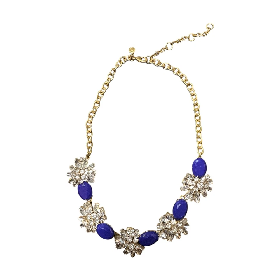J. Collar Crew tono dorado azul real y cristal transparente JC418 Foto 2 de 4