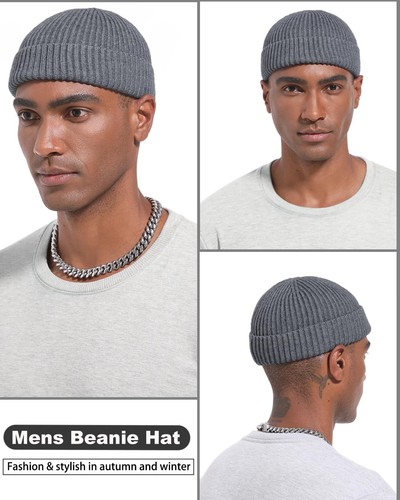 4PCS Swag Wool Short Fisherman Beanie for Men Women, Knit Cuff Warm Winter Ha... - Picture 4 of 7