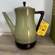 Retro Vintage West Bend Automatic Coffee Maker Percolator MCM Avocado Green 3380