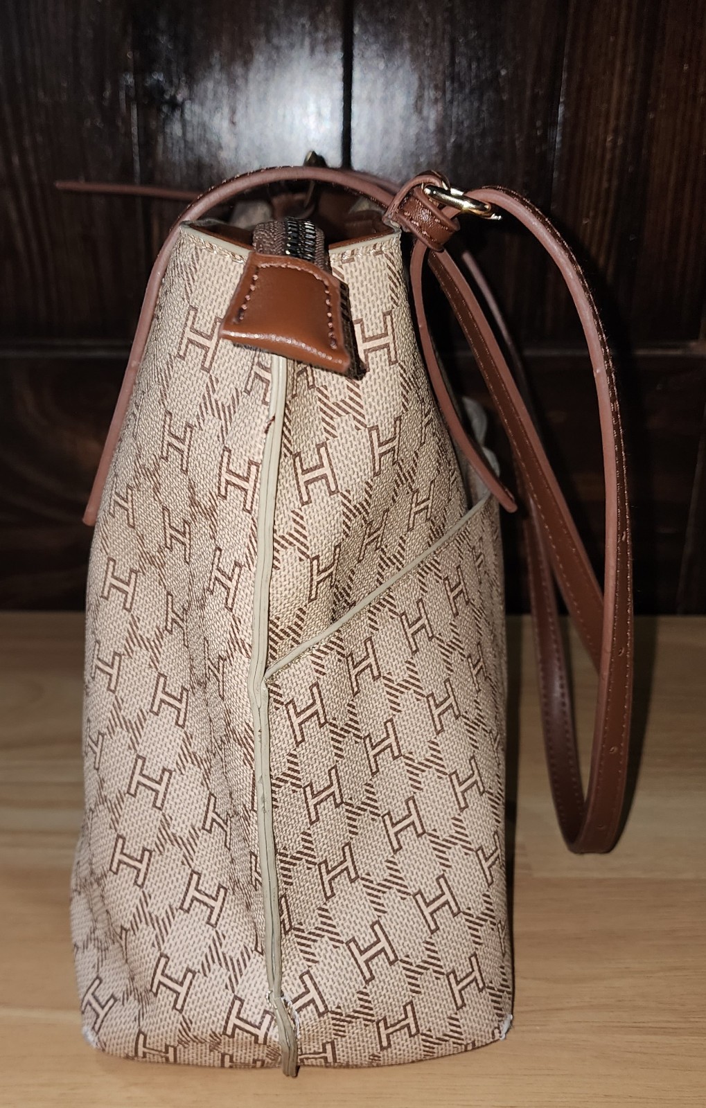 Halston Handbag Monogram Pattern Shoulder Bag Wom… - image 5