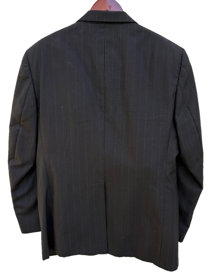 Traje de hombre Burberrys 44 R negro con pantalones de lana pura a rayas 36 W 28 L plisado Foto 4 de 4