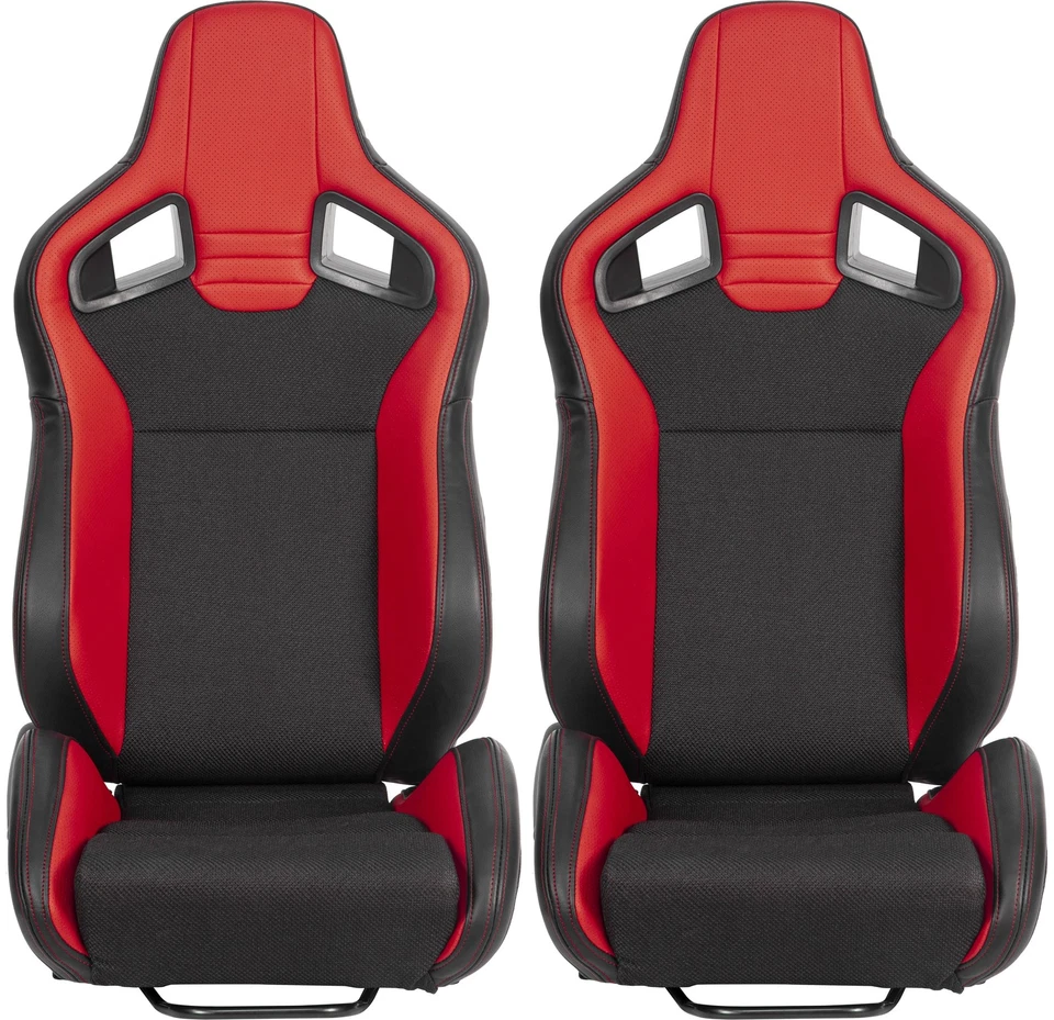 For Dodge Pair Bucket Racing Seats Reclinable Adjustable w/ Slider PU Leather - Image 3 of 4