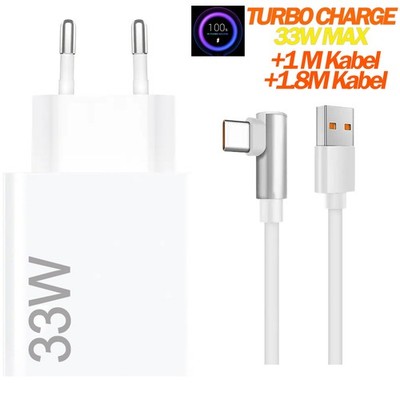 für Xiaomi Poco M6 M6 Plus M6 Pro 33W Turbo Ladegerät USB-C Ladekabel 90° Winkel