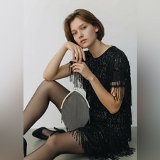 Antique 20s vintage German Sterling Silver Art Deco mesh Chatelaine ladies bag