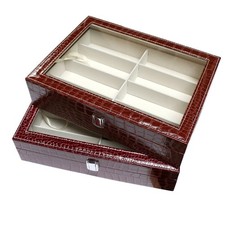 Crocodile Faux Leather Glasses Display Spectacles Box 8 Grid Storage UK Next Day