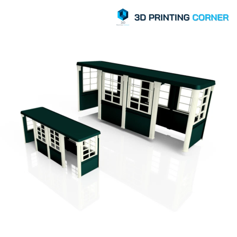 3D PRINTING CORNER IRON BUS STOP SHELTE BUS STOP SHELTER 1:76, 1:148, OO, N Model Miniature Scenery