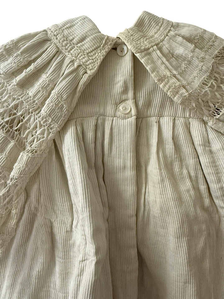 Abrigo Victoriano Niños Blanco Cuello Encaje 1880 Foto 4 de 4