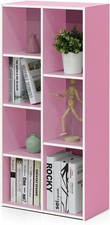 LUDER Book Shelf, 7-Cube Bookshelf, Bookcase with Open Shelves, 9.4 x 19