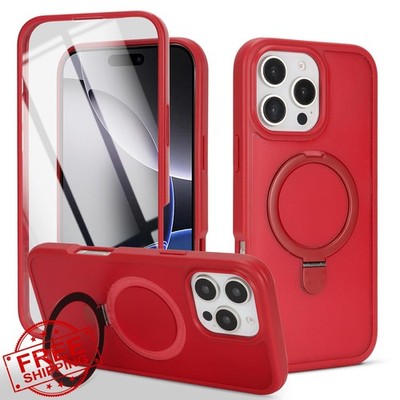 iPhone 16 Pro Max Case Magnetic Ring Stand Red