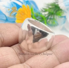 Silver Chunky Dome Ring Solid 925 Sterling Silver Heavy Plain Wide Band Dome Rin