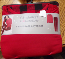 Cuddl Duds 2 Piece Base Layer Set Classic Buffalo Plaid Red Women's Sizes NIP