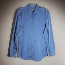 DKNY Shirt Mens 16.5 34/35 Blue Button Up Collared Long Sleeve Shaped Slim Fit