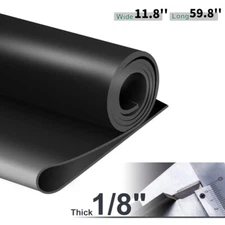 Neoprene Rubber Sheet Rolls Strips 1/8 THK 12" Wx 59.8"L Solid Flooring Mat Blk