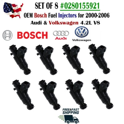 #ad #ad OEM BOSCH set of 8 Fuel Injectors for 2000 2006 Volkswagenamp;Audi 4.2L #0280155921 $37.59